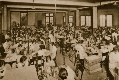 Crippled girls making artificial roses for Alexandra Rose Day by English Photographer